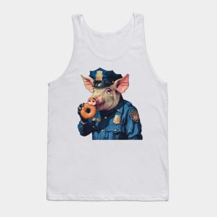 police pig eating donut Tank Top